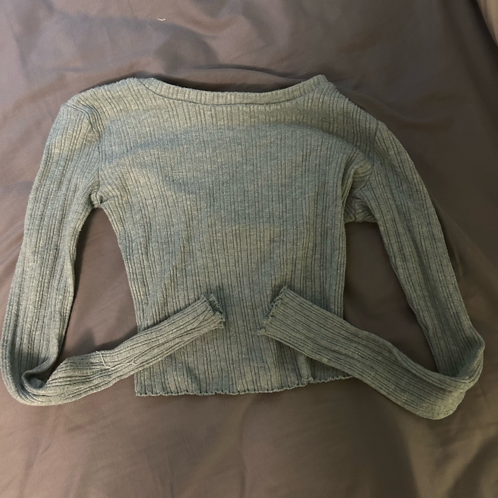 light blue/green ribbed long sleeve aeropostale crop top, xs